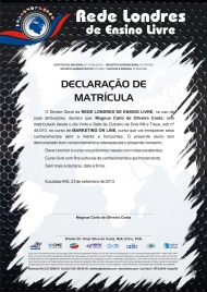 Declaração de Matricula Declaração de Matricula