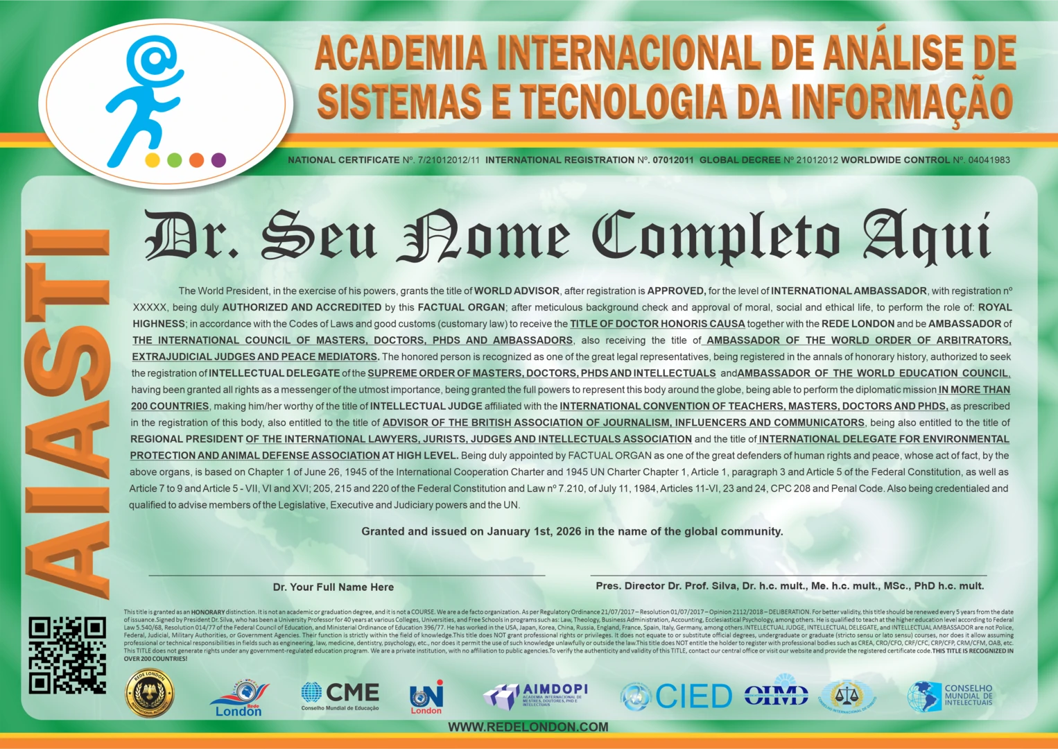 Diploma Academia Internacional de Análise de Sistemas e Tecnologia da Informação