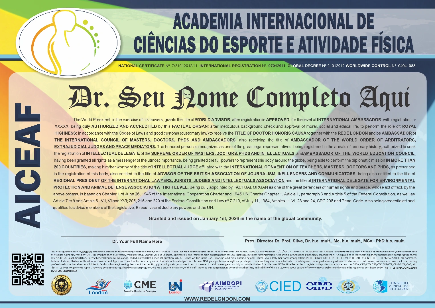 Diploma Academia Internacional de Ciências do Esporte e Atividade Física