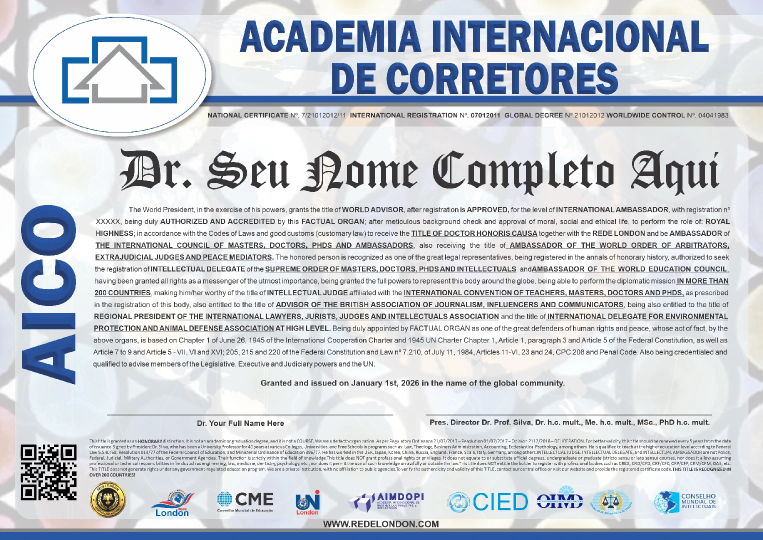 Diploma Academia Internacional de Corretores