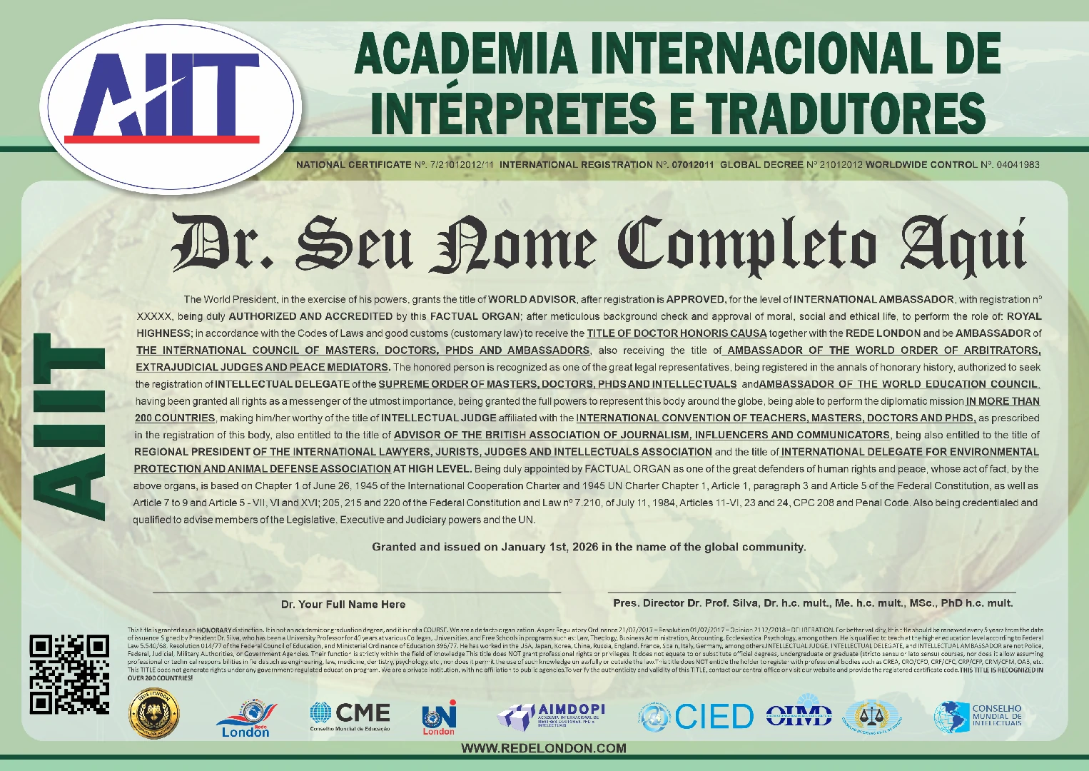 Diploma Academia Internacional de Intérpretes e Tradutores