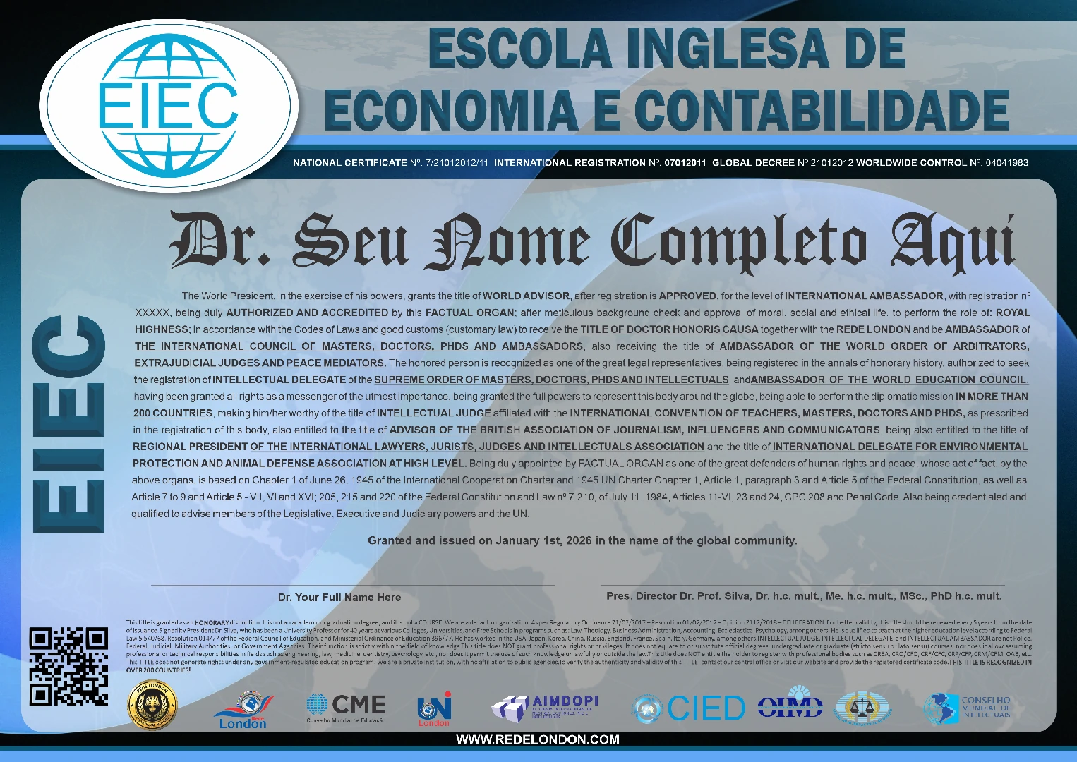 Diploma Escola Inglesa de Economia e Contabilidade