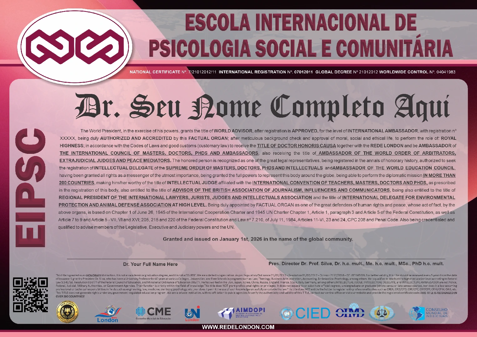 Diploma Escola Internacional de Psicologia Social e Comunitária