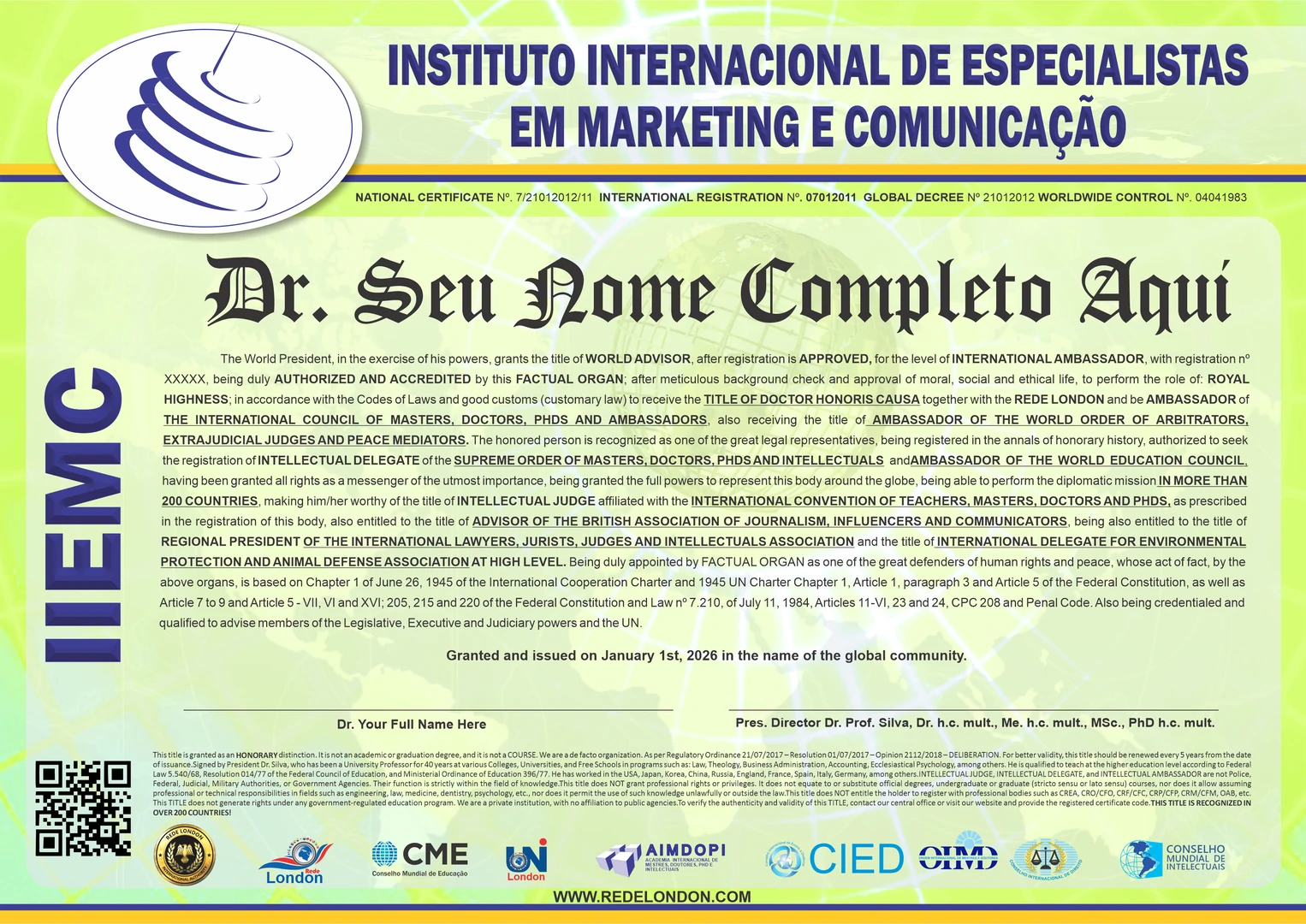 Diploma Instituto Internacional de Especialistas em Marketing e Comunicação