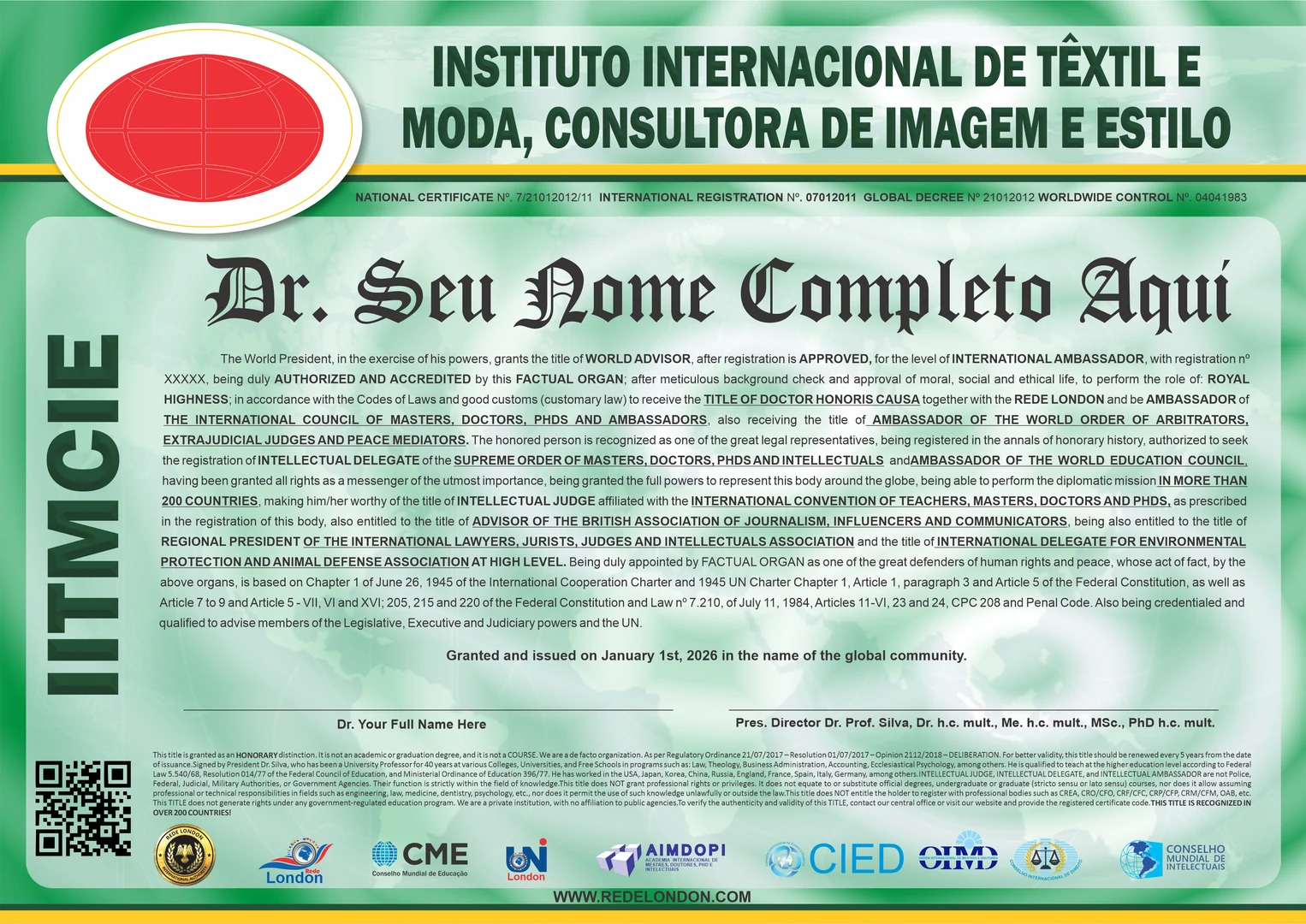 Diploma Instituto Internacional de Têxtil e Moda, Consultora de Imagem e Estilo