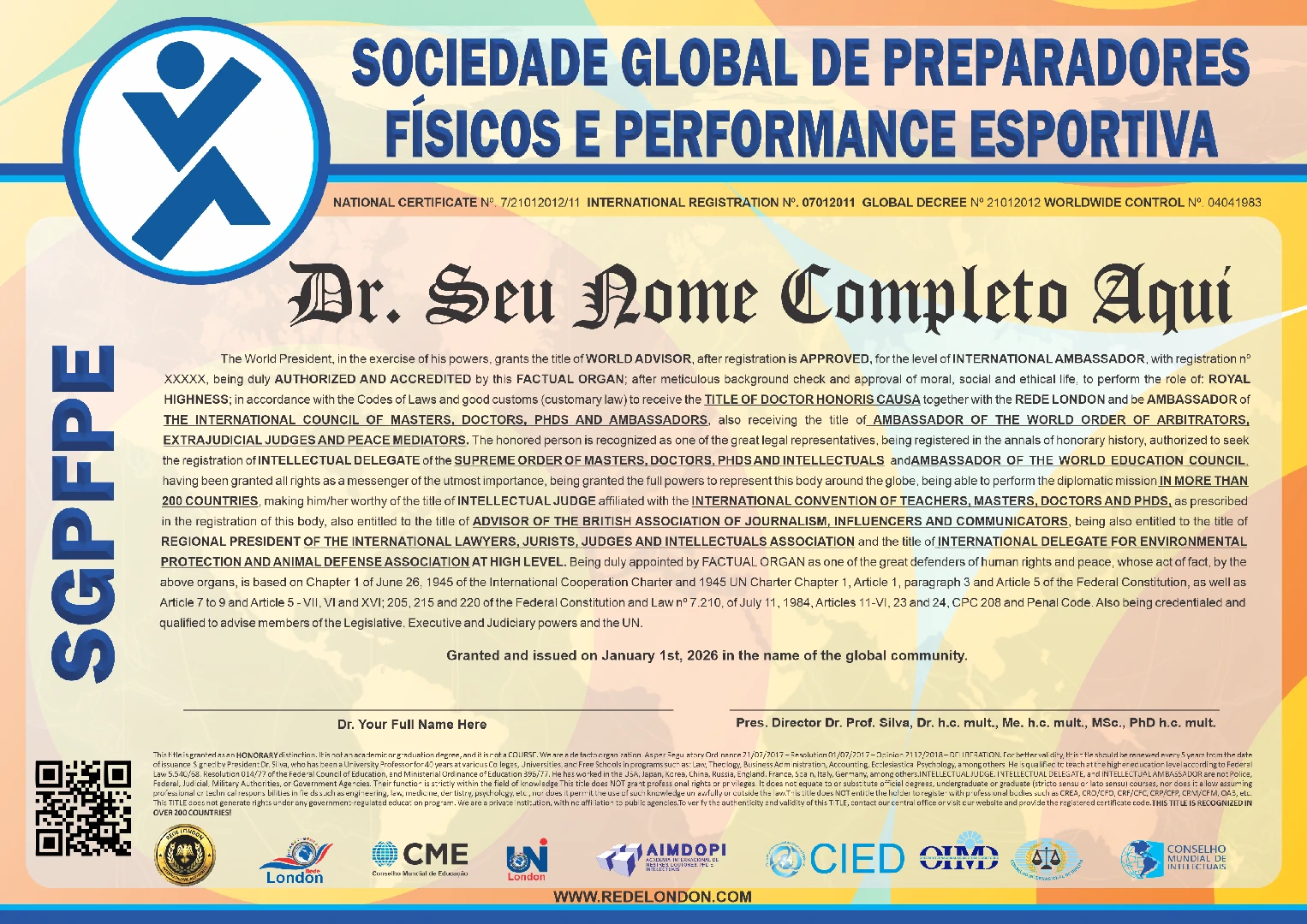 Diploma Sociedade Global de Preparadores Físicos e Perfonmance Esportiva