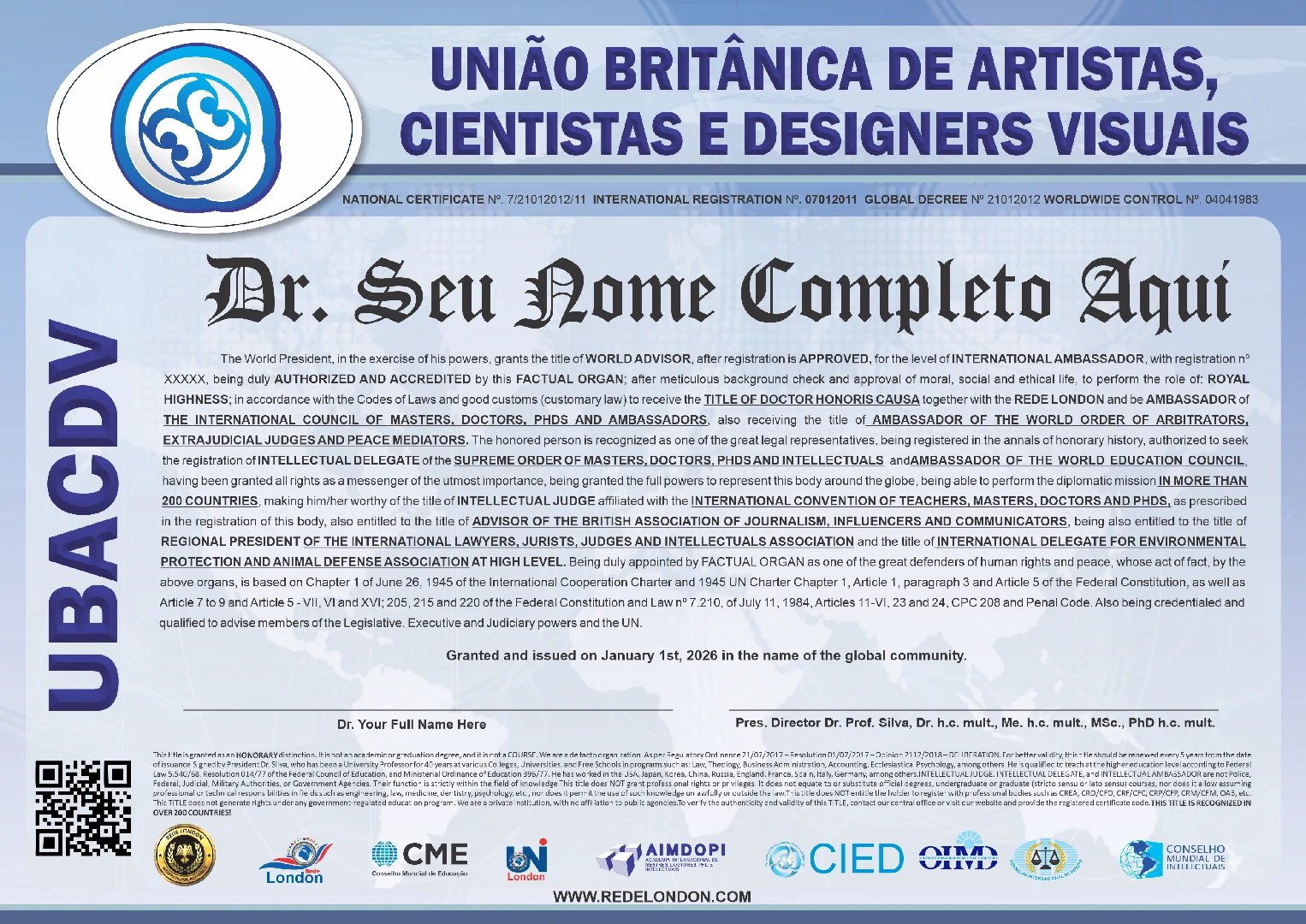 Diploma União Britânica de Artistas, Cientistas e Designers Visuais