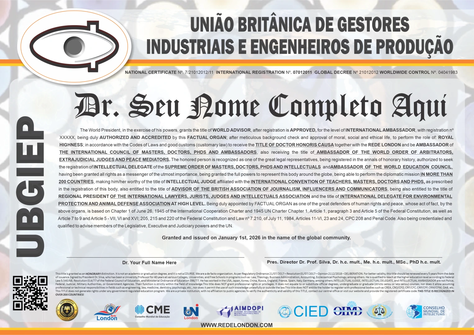 Diploma União Britânica de Gestores Industriais e Engenheiros de Produção